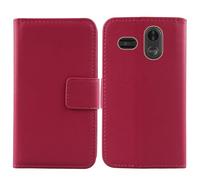 Tnviud Flip Folio Veritable Cuir Housse Coque Etui pour Trevi Max 24 Nero 2.2" Premium Cover Case Couverture Protecteur Genuine Leather (Rose)