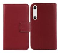 Tnviud Flip Folio Veritable Cuir Housse Coque Etui pour Xreal Beam Pro 6.5" Premium Cover Case Couverture Protecteur Genuine Leather (Rouge foncé)