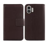Tnviud Flip Folio Veritable Cuir Housse Coque Etui pour ZTE Blade A35e 2025 6.52" Premium Cover Case Couverture Protecteur Genuine Leather (Marron foncé)