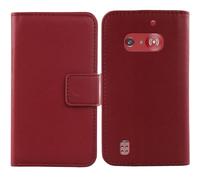 Tnviud Flip Folio Veritable Cuir Housse Coque Etui TPU Silicone Cas pour Doro 1880/1881 2.4" Premium Cover Case Couverture Protecteur Portefeuille Genuine Leather Book Wallet (Rouge foncé)