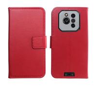Tnviud Flip Folio Veritable Cuir Housse Coque Etui TPU Silicone Cas pour Ulefone RugOne Xever 7 6.67" Premium Cover Case Couverture Protecteur Genuine Leather (Rouge foncé)