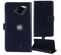 Tnviud Flip Premium Retro Business Cuir Housse Coque Étui pour Crosscall Action X5 5.45" Cas Magnétique Téléphone Couverture Protecteur Portefeuille Cover Case Support Book Stand (Bleu Fonce)