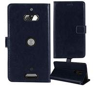 Tnviud Flip Premium Retro Business Cuir Housse Coque Étui pour Crosscall Core X5 5.45" Cas Magnétique Téléphone Couverture Protecteur Portefeuille Cover Case Support Book Stand (Bleu Fonce)