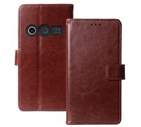 Tnviud Flip Premium Retro Business Cuir Housse Coque Étui pour Doro 1380/1382 2.4" TPU Silicone Cas Magnétique Téléphone Couverture Protecteur Portefeuille Cover Case Support Book Stand (Brun)
