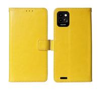 Tnviud Flip Premium Retro Business Cuir Housse Coque Étui pour Energizer Ultimate U506s 5" Cas Magnétique Téléphone Couverture Protecteur Portefeuille Cover Case Support Book Stand (Jaune)