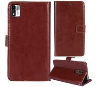 Tnviud Flip Premium Retro Business Cuir Housse Coque Étui pour Konrow Star 55 / Star 55 Plus/Star 55 Max Cas Téléphone Couverture Protecteur Portefeuille Cover Case Support Book Stand (Brun)