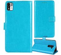 Tnviud Flip Premium Retro Business Cuir Housse Coque Étui pour Konrow Star 55 / Star 55 Plus/Star 55 Max Cas Téléphone Couverture Protecteur Portefeuille Cover Case Support Book Stand (Bleu)