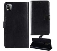 Tnviud Flip Premium Retro Business Cuir Housse Coque Étui pour Logicom Le Flow 6.26" Cas Magnétique Téléphone Couverture Protecteur Portefeuille Cover Case Support Book Stand (Noir)