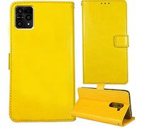 Tnviud Flip Premium Retro Business Cuir Housse Coque Étui pour Logicom Le Lunar 6" Cas Magnétique Téléphone Couverture Protecteur Portefeuille Cover Case Support Book Stand (Jaune)