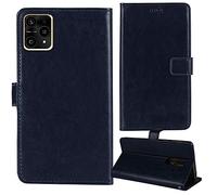 Tnviud Flip Premium Retro Business Cuir Housse Coque Étui pour Logicom Le Lunar 6" Cas Magnétique Téléphone Couverture Protecteur Portefeuille Cover Case Support Book Stand (Bleu Fonce)