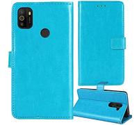 Tnviud Flip Premium Retro Business Cuir Housse Coque Étui pour Logicom Le Solar 6.52" Cas Magnétique Téléphone Couverture Protecteur Portefeuille Cover Case Support Book Stand (Bleu)