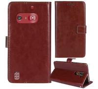 Tnviud Flip Premium Retro Business Cuir Housse Coque TPU Silicone Étui pour Doro 1880/1881 2.4" Cas Magnétique Téléphone Couverture Protecteur Portefeuille Cover Case Support Book Stand (Brun)