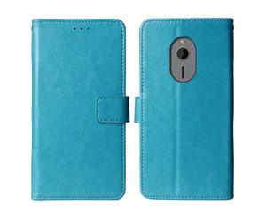 Tnviud Flip Premium Retro Cuir Coque TPU Silicone Étui pour Nokia Lumia 230 / Nokia 230 2024 2.8" Cas Magnétique Téléphone Couverture Cover Case Support (Bleu)