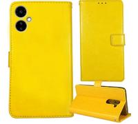 Tnviud Flip Premium Retro Cuir Housse Coque Étui pour Boost Mobile Celero 5G 2024 6.5" Cas Magnétique Téléphone Couverture Protecteur Cover Case Support (Jaune)