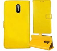 Tnviud Flip Premium Retro Cuir Housse Coque Étui pour Brondi Amico Home Nero 1.77" Cas Magnétique Téléphone Couverture Protecteur Cover Case Support (Jaune)