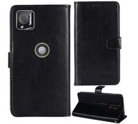 Tnviud Flip Premium Retro Cuir Housse Coque Étui pour Crosscall Stellar-M6 / M6E 6.1" Cas Magnétique Téléphone Couverture Protecteur Cover Case Support (Noir)