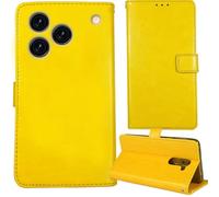 Tnviud Flip Premium Retro Cuir Housse Coque Étui pour CUBOT A50 6.58" Cas Magnétique Téléphone Couverture Protecteur Cover Case Support (Jaune)