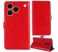 Tnviud Flip Premium Retro Cuir Housse Coque Étui pour CUBOT A50 6.58" Cas Magnétique Téléphone Couverture Protecteur Cover Case Support (Rouge)
