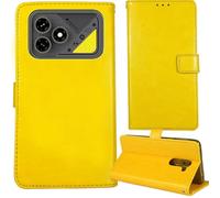 Tnviud Flip Premium Retro Cuir Housse Coque Étui pour Cubot Kingkong Dura 6.88" Cas Magnétique Téléphone Couverture Protecteur Cover Case Support (Jaune)