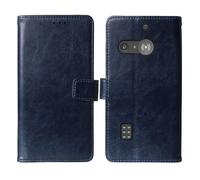 Tnviud Flip Premium Retro Cuir Housse Coque Étui pour Doro 1880/1881 2.4" Cas Magnétique Téléphone Couverture Protecteur Portefeuille Cover Case Support Book Stand (Bleu Fonce)