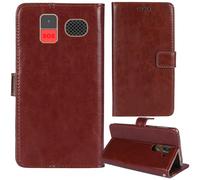 Tnviud Flip Premium Retro Cuir Housse Coque Étui pour Funker C120 Classic 4G / C140 Clasic 4G 1.8" Cas Magnétique Téléphone Couverture Protecteur Cover Case Support (Brun)