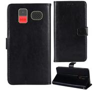 Tnviud Flip Premium Retro Cuir Housse Coque Étui pour Funker C120 Classic 4G / C140 Clasic 4G 1.8" Cas Magnétique Téléphone Couverture Protecteur Cover Case Support (Noir)