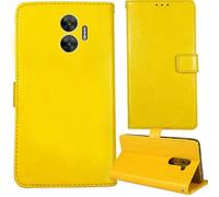 Tnviud Flip Premium Retro Cuir Housse Coque Étui pour Hammer Blade V 5G / Hammer Force 5G 6.59" Cas Magnétique Téléphone Couverture Protecteur Cover Case Support (Jaune)