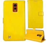 Tnviud Flip Premium Retro Cuir Housse Coque Étui pour Hammer Energy X 5.5" Cas Magnétique Téléphone Couverture Protecteur Cover Case Support (Jaune)