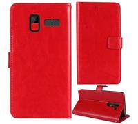 Tnviud Flip Premium Retro Cuir Housse Coque Étui pour Konrow Senior 280 Next 4G 2.8" Cas Magnétique Téléphone Couverture Protecteur Cover Case Support (Rouge)