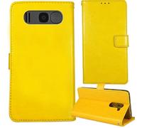 Tnviud Flip Premium Retro Cuir Housse Coque Étui pour Kruger&Matz Simple 925 2.2" Cas Magnétique Téléphone Couverture Protecteur Cover Case Support (Jaune)