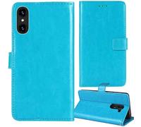 Tnviud Flip Premium Retro Cuir Housse Coque Étui pour Logicom Comet 6.51" Cas Magnétique Téléphone Couverture Protecteur Cover Case Support (Bleu)