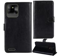 Tnviud Flip Premium Retro Cuir Housse Coque Étui pour Logicom EZY 2 5" Cas Magnétique Téléphone Couverture Protecteur Cover Case Support (Noir)