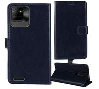 Tnviud Flip Premium Retro Cuir Housse Coque Étui pour Logicom EZY 2 5" Cas Magnétique Téléphone Couverture Protecteur Cover Case Support (Bleu Fonce)