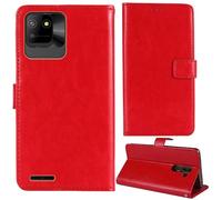 Tnviud Flip Premium Retro Cuir Housse Coque Étui pour Logicom EZY 2 5" Cas Magnétique Téléphone Couverture Protecteur Cover Case Support (Rouge)
