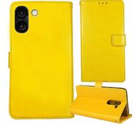 Tnviud Flip Premium Retro Cuir Housse Coque Étui pour Logicom Orion E1 6.75" Cas Magnétique Téléphone Couverture Protecteur Cover Case Support (Jaune)