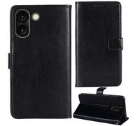 Tnviud Flip Premium Retro Cuir Housse Coque Étui pour Logicom Orion E1 Plus 6.75" Cas Magnétique Téléphone Couverture Protecteur Cover Case Support (Noir)