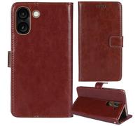 Tnviud Flip Premium Retro Cuir Housse Coque Étui pour Logicom Orion E1 Plus 6.75" Cas Magnétique Téléphone Couverture Protecteur Cover Case Support (Brun)