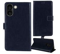 Tnviud Flip Premium Retro Cuir Housse Coque Étui pour Logicom Orion E1 Plus 6.75" Cas Magnétique Téléphone Couverture Protecteur Cover Case Support (Bleu Fonce)