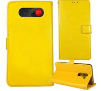 Tnviud Flip Premium Retro Cuir Housse Coque Étui pour Logicom Posh S85 2.51" Cas Magnétique Téléphone Couverture Protecteur Cover Case Support (Jaune)
