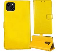 Tnviud Flip Premium Retro Cuir Housse Coque Étui pour Logicom SENSE 6.5" Cas Magnétique Téléphone Couverture Protecteur Cover Case Support (Jaune)