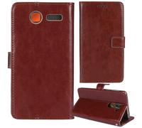 Tnviud Flip Premium Retro Cuir Housse Coque Étui pour Maxcom Comfort MM426 SE 1.77" Cas Magnétique Téléphone Couverture Protecteur Cover Case Support (Brun)
