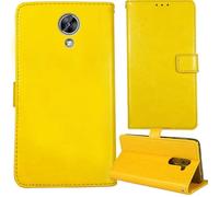 Tnviud Flip Premium Retro Cuir Housse Coque Étui pour Maxcom MS572 4G 5.71" Cas Magnétique Téléphone Couverture Protecteur Cover Case Support (Jaune)