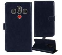 Tnviud Flip Premium Retro Cuir Housse Coque Étui pour MyPhone Halo 4 LTE/Halo 4 Plus LTE 3.5" Cas Magnétique Téléphone Couverture Protecteur Cover Case Support (Bleu Fonce)