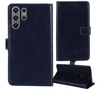 Tnviud Flip Premium Retro Cuir Housse Coque Étui pour Neow Safe Plus 6.56" Cas Magnétique Téléphone Couverture Protecteur Cover Case Support (Bleu Fonce)