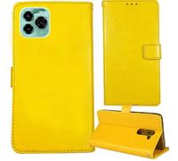 Tnviud Flip Premium Retro Cuir Housse Coque Étui pour Oukitel C65 Pro 6.67" Cas Magnétique Téléphone Couverture Protecteur Cover Case Support (Jaune)