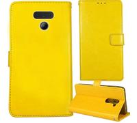 Tnviud Flip Premium Retro Cuir Housse Coque Étui pour Panasonic KX-TF400EXB 2.4" Cas Magnétique Téléphone Couverture Protecteur Cover Case Support (Jaune)