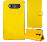 Tnviud Flip Premium Retro Cuir Housse Coque Étui pour SPC Fortune 2 Max 2.4" Cas Magnétique Téléphone Couverture Protecteur Cover Case Support (Jaune)