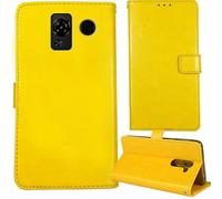 Tnviud Flip Premium Retro Cuir Housse Coque Étui pour SPC Talk 2 / Talk 2 GO 1.77" Cas Magnétique Téléphone Couverture Protecteur Cover Case Support (Jaune)