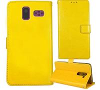 Tnviud Flip Premium Retro Cuir Housse Coque Étui pour uleway T2407 4G 2.4" Cas Magnétique Téléphone Couverture Protecteur Cover Case Support (Jaune)