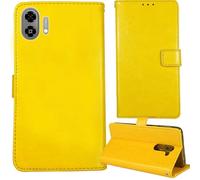 Tnviud Flip Premium Retro Cuir Housse Coque Étui pour ZTE Blade A35e 2025 6.52" Cas Magnétique Téléphone Couverture Protecteur Cover Case Support (Jaune)